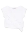 Monnalisa ruffled-appliqué T-shirt - White