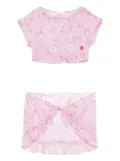 Monnalisa floral-print cover-up set - Pink