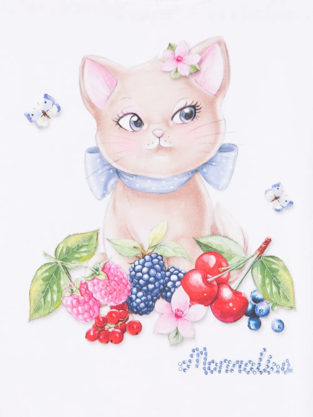 Monnalisa T-shirt met kattenprint Wit