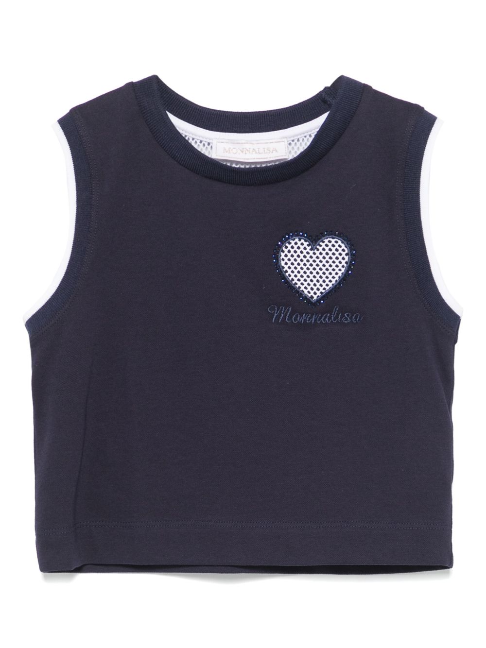 Monnalisa Tanktop met hartpatch Blauw