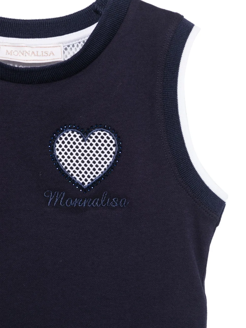 Monnalisa Tanktop met hartpatch Blauw
