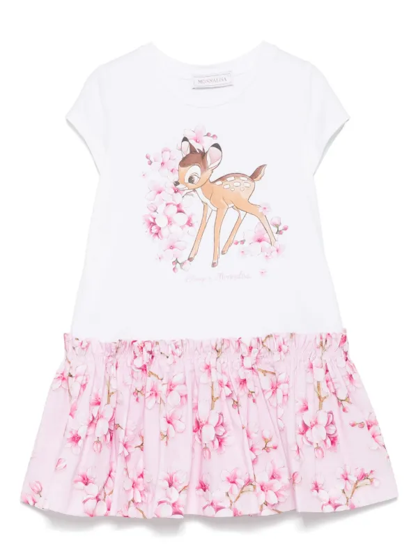 Monnalisa x Disney Bambi-print Dress White FARFETCH TR