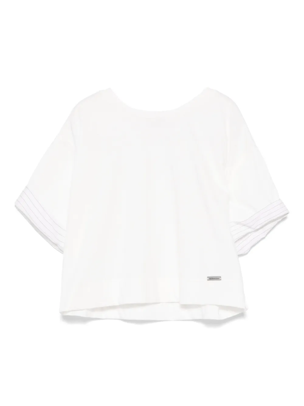 Monnalisa T-shirt met gestreepte afwerking Wit