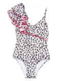 Monnalisa leopard-print swimsuit - White