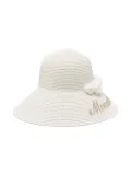 Monnalisa floral-appliqué hat - White