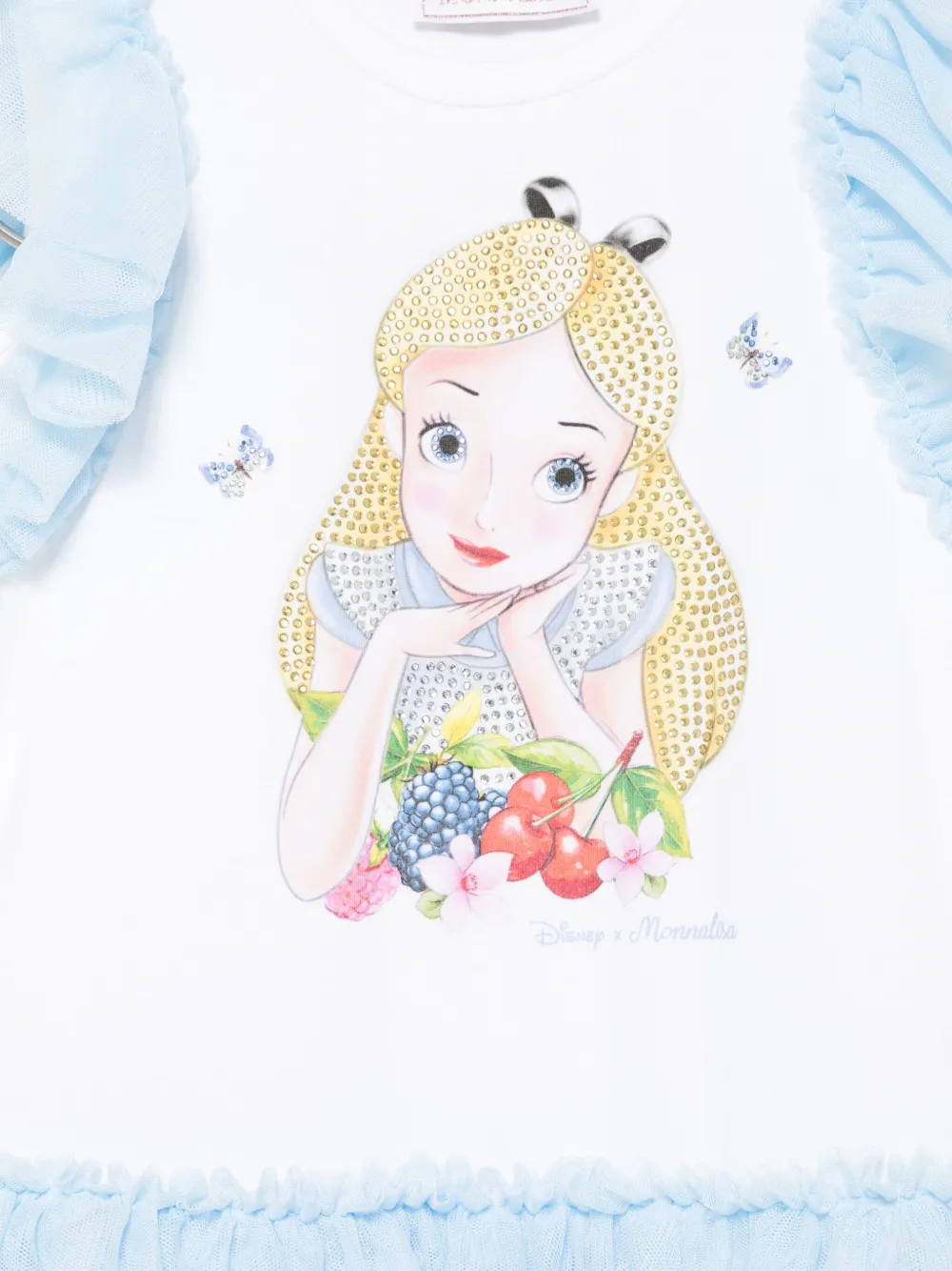 Monnalisa x Disney jurk met Alice-print Wit