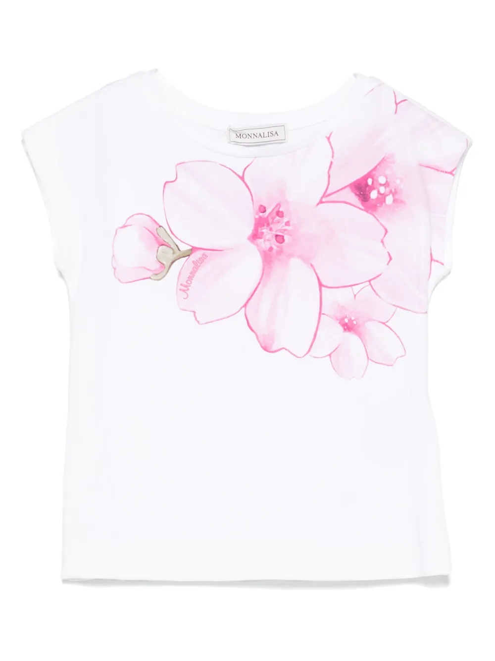 Monnalisa T-shirt met bloe print Wit