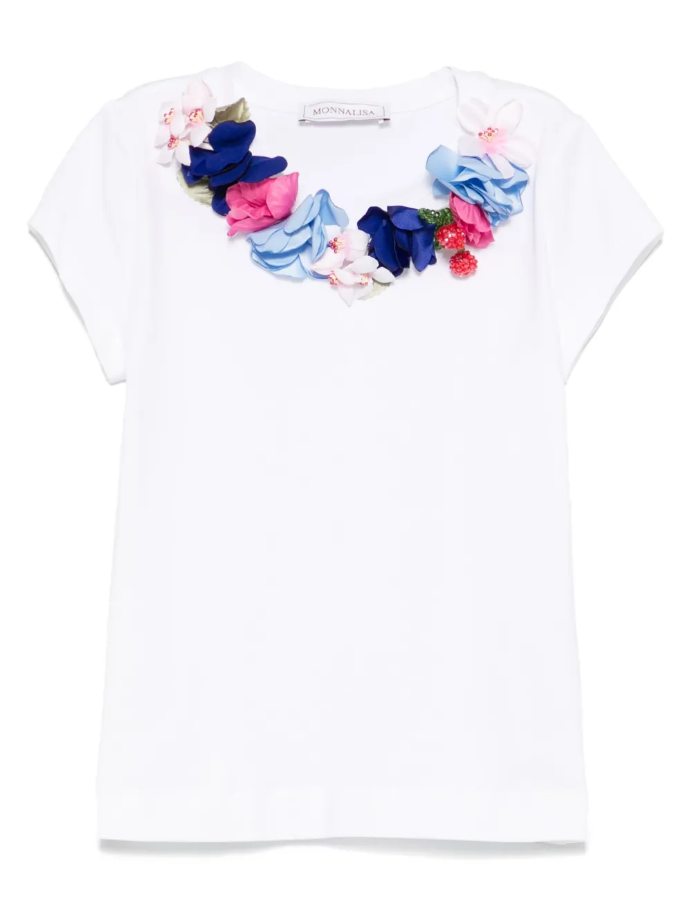 Monnalisa T-shirt met bloe patch Wit