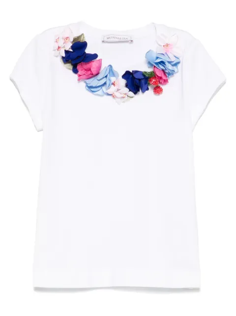 Monnalisa T-Shirt mit Blumenapplikationen