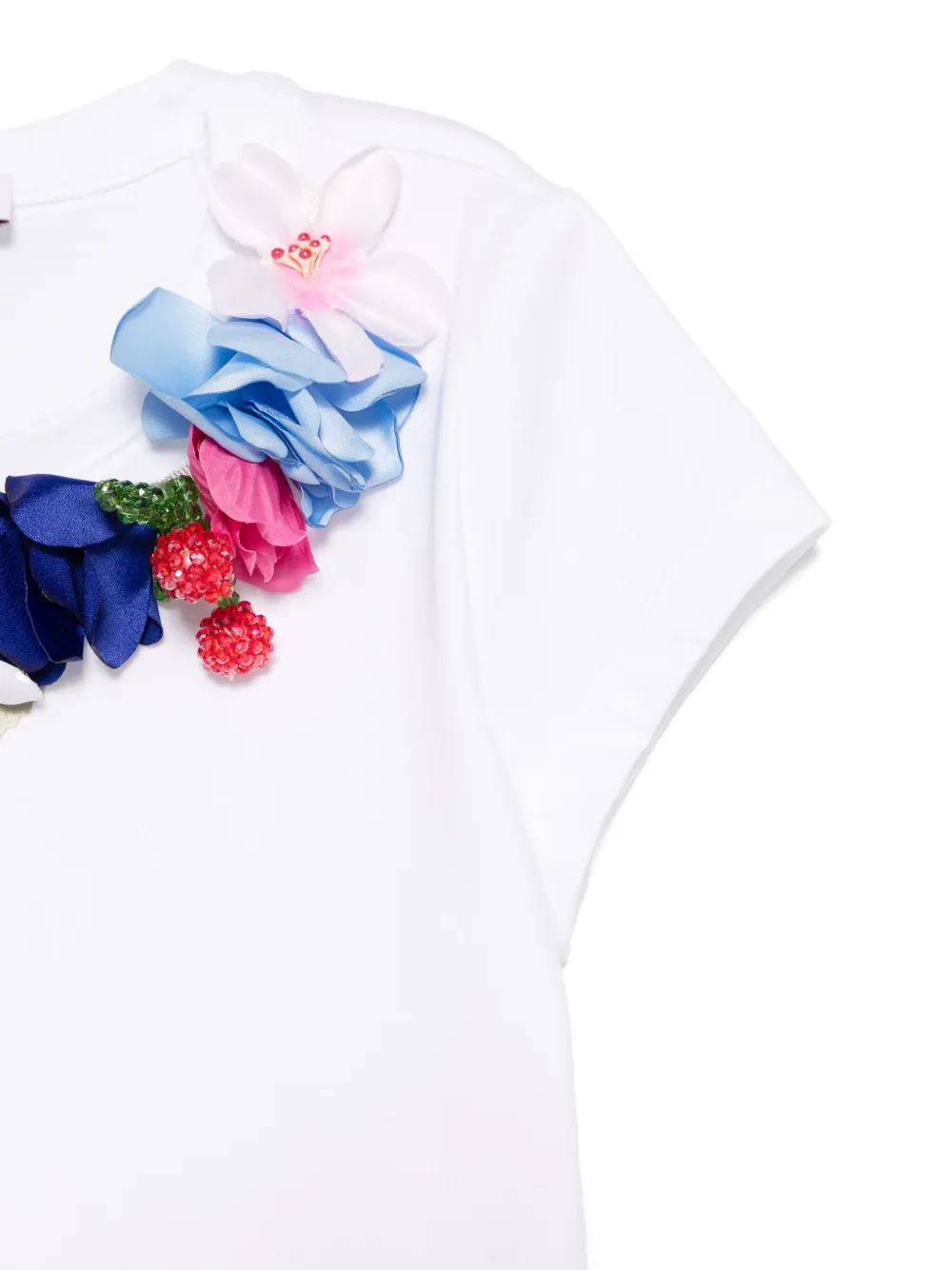 Monnalisa T-shirt met bloemenpatch Wit