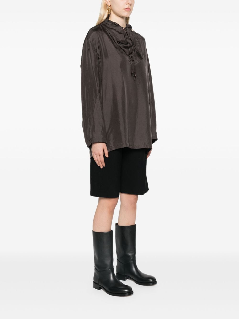 Shop Lemaire Cowl-neck Blouse In Brown