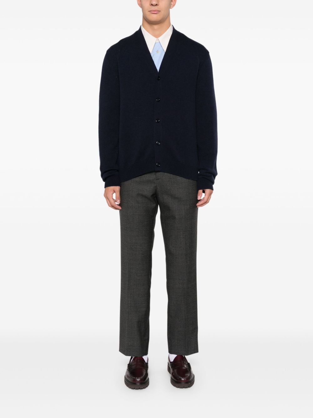 Shop Gucci Web-stripe Trim Cardigan In Blue