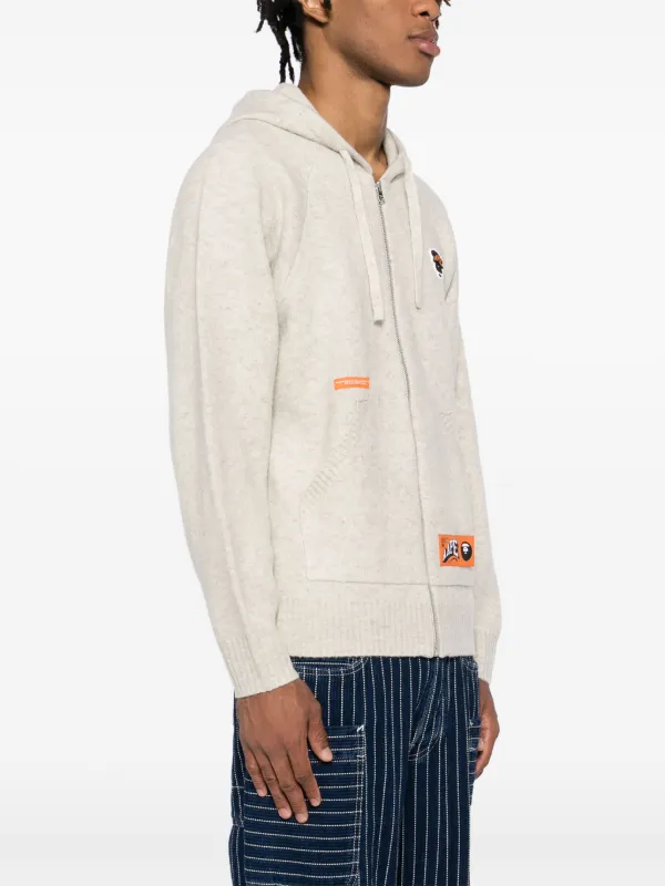 AAPE BY *A BATHING APE® moonface-logo zip-up Cardigan | Grey 
