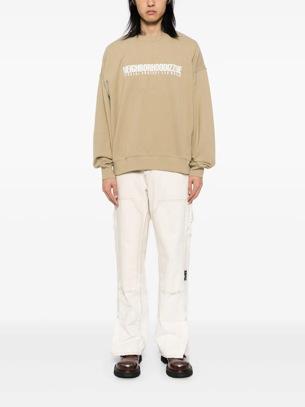 izzue Sweater met logoprint - Beige