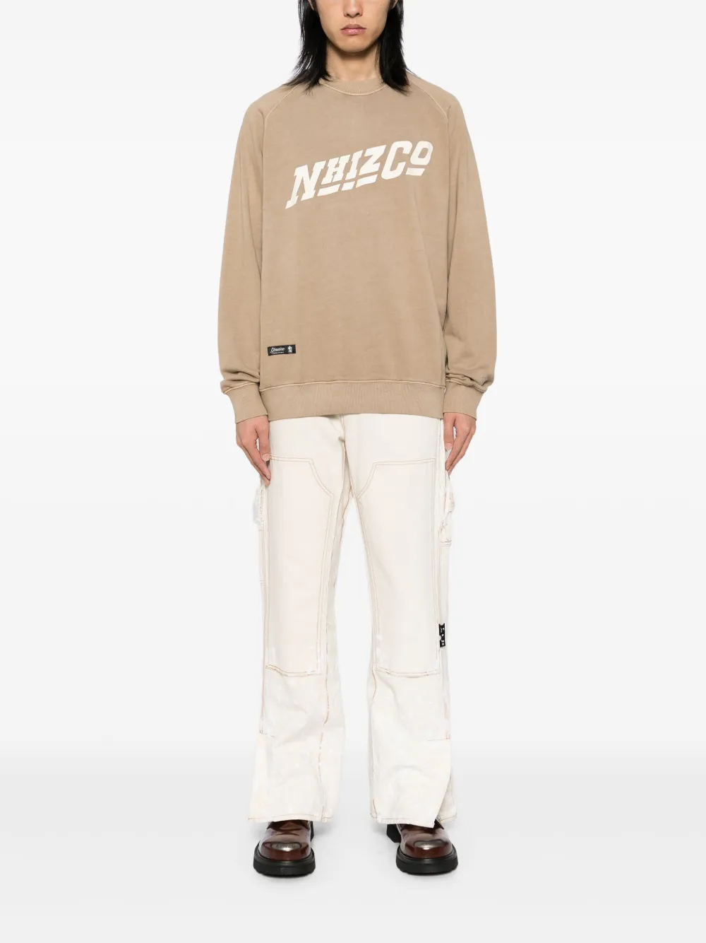 izzue Sweater met logoprint - Beige