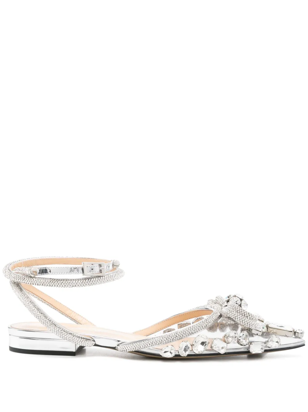 MACH & MACH Double Bow ballet flats | Silver | Image 1