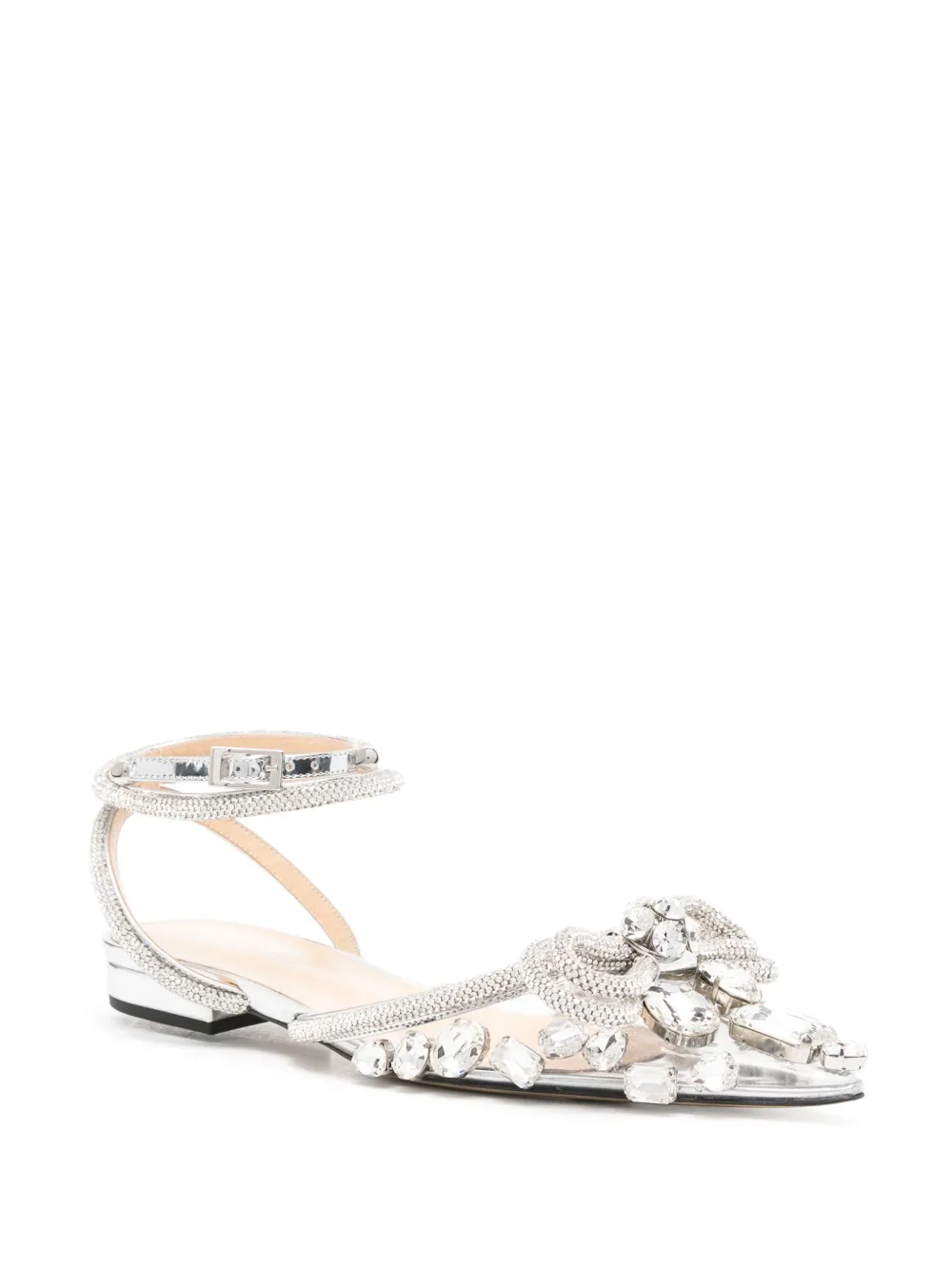 MACH & MACH Ballerina's met dubbele strik - Zilver