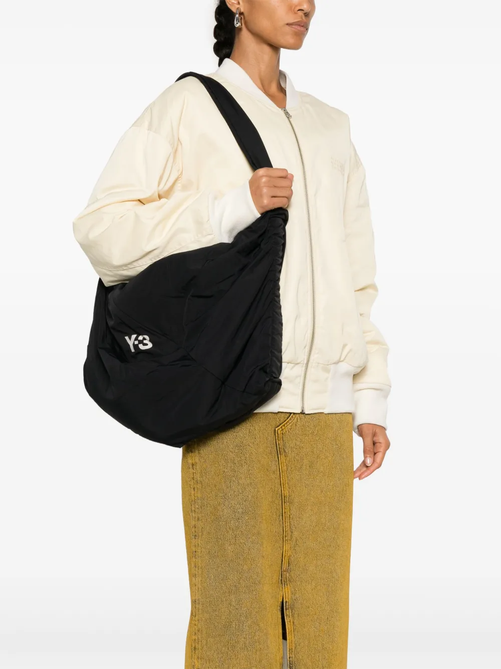 Y-3 Schoudertas met logoprint - Zwart