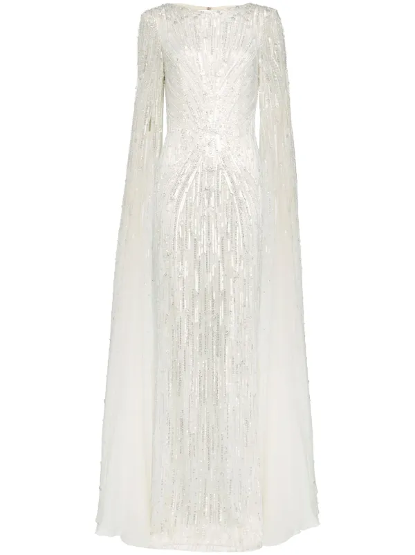 work of art dress long sleeve Ladivine CD233C Long Sleeve Shimmering A Line Dress, Silver / 22