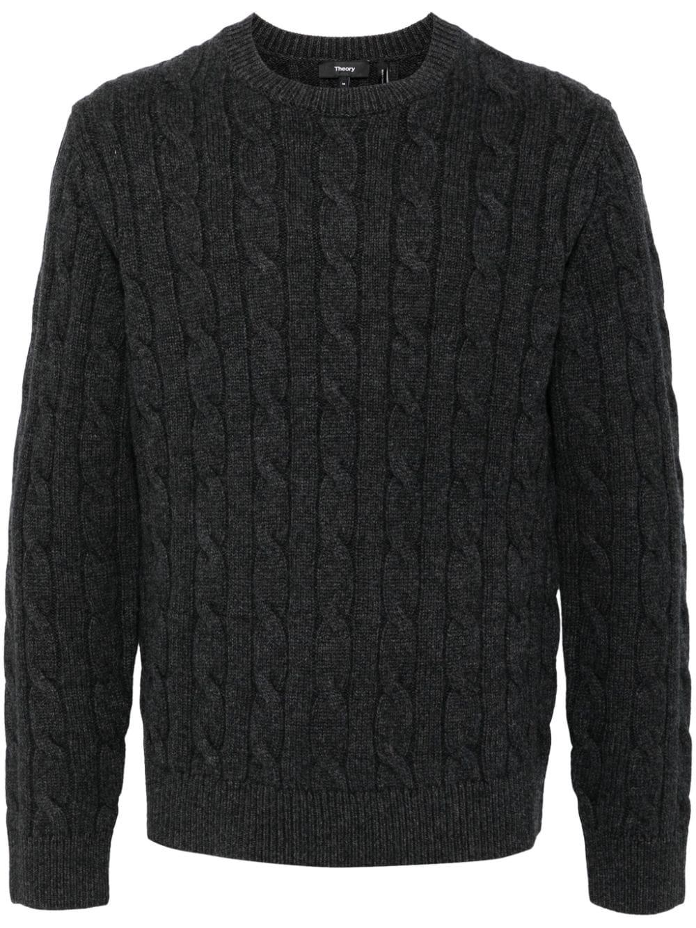 Theory Cable Knit Mock Neck Sweater In Grau