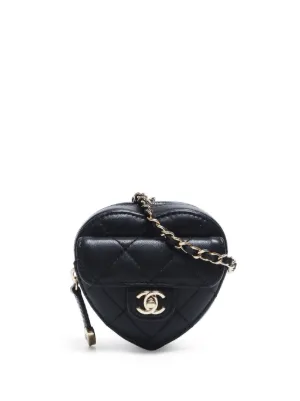 CHANEL Pre-Owned 2022 ミニハート ショルダーバッグ | ブラック