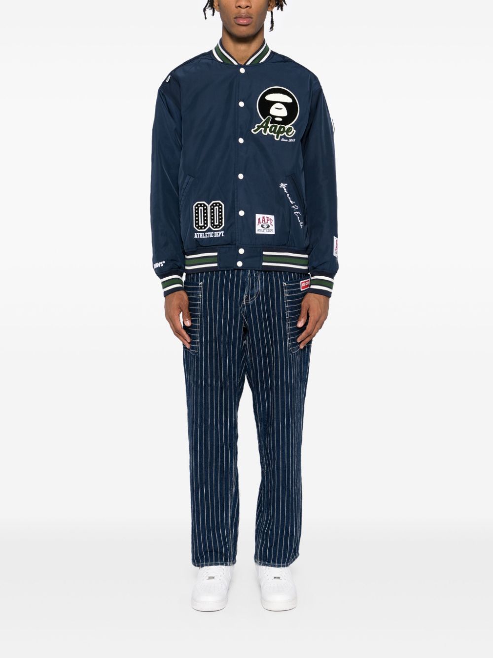 AAPE BY *A BATHING APE® Bomberjack met Moonface-logo - Blauw