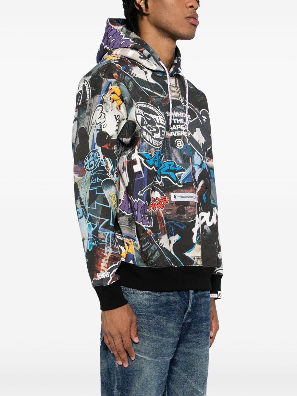 AAPE BY *A BATHING APE Moonface-logo graffiti-print hoodie Men