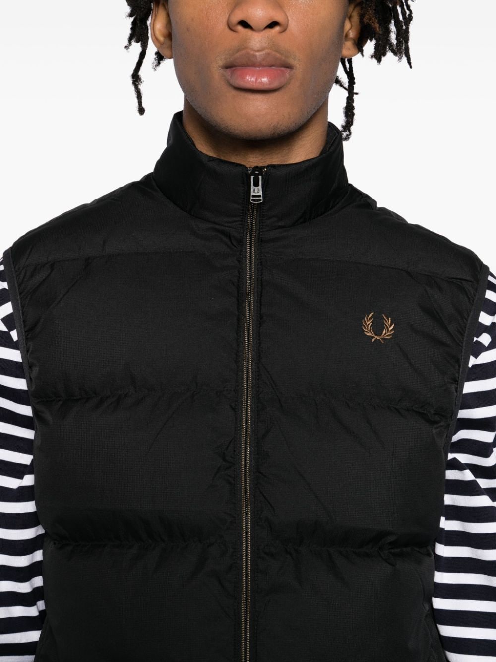 Shop Fred Perry Logo-embroidered Padded Jacket In Black