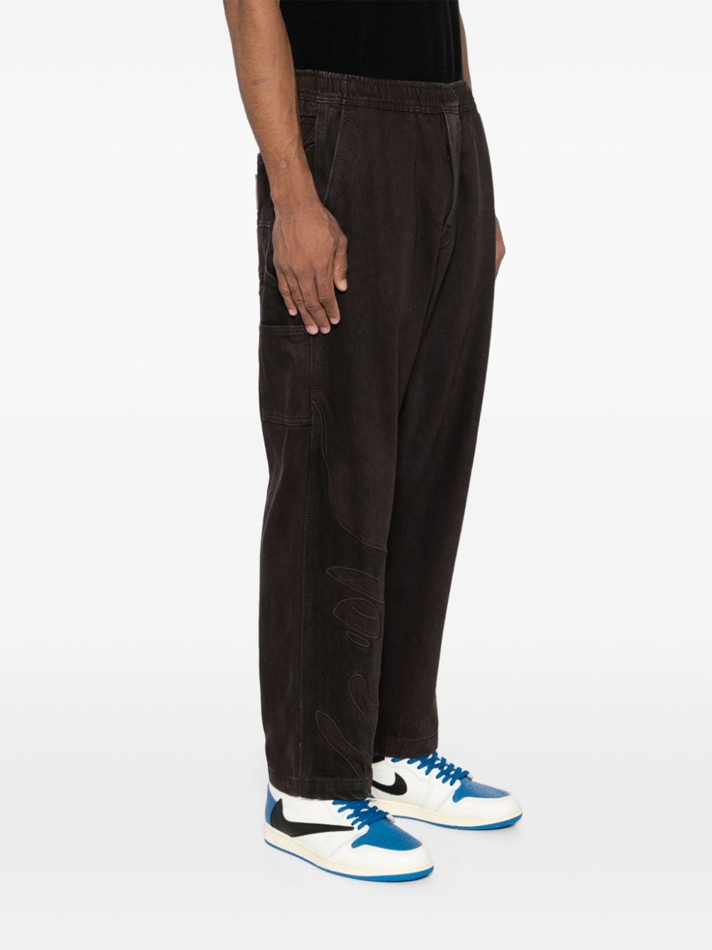 Shop Aape By A Bathing Ape Logo Patch Straight-leg Trousers In Black