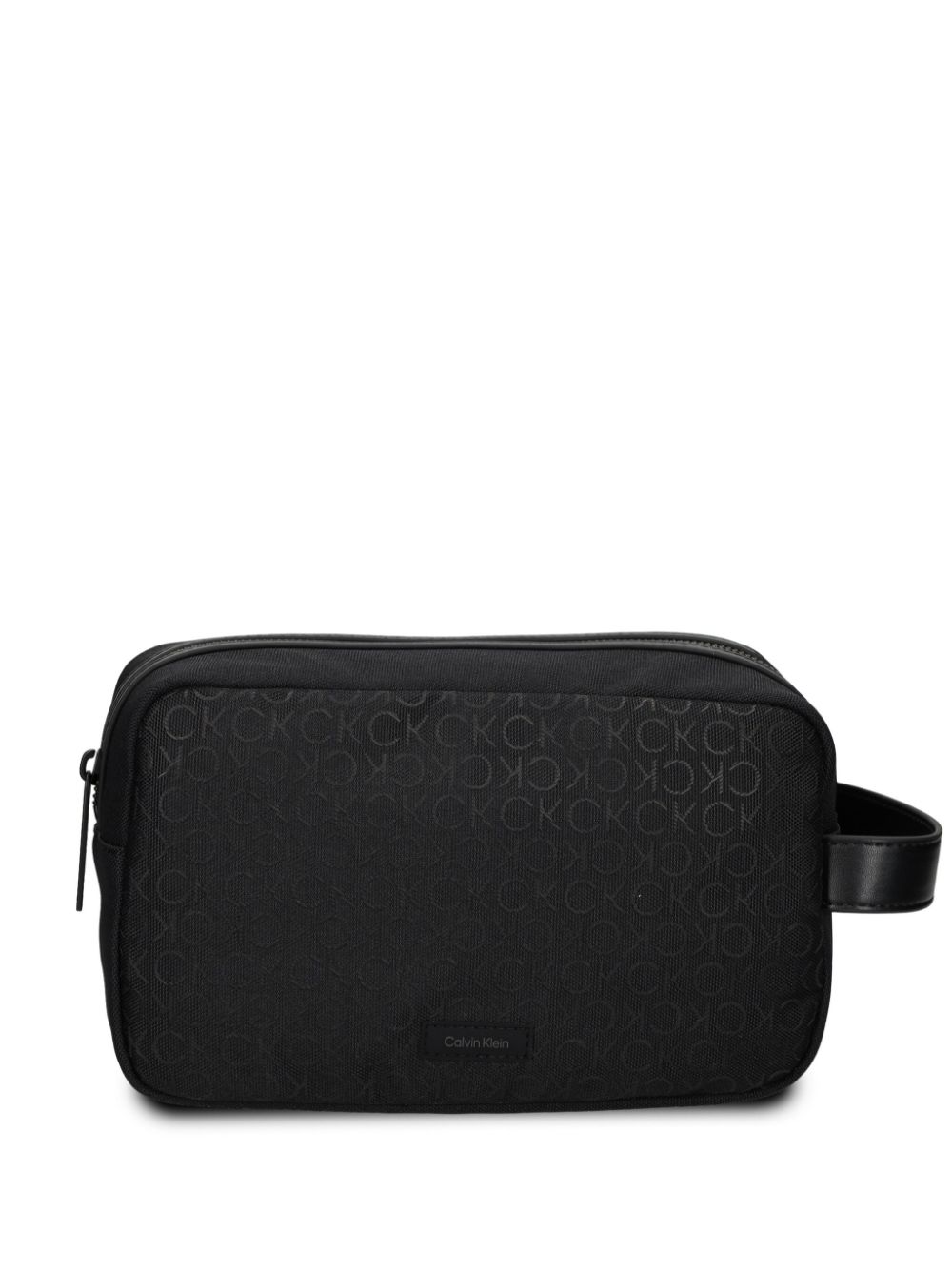 Calvin Klein logo-jacquard wash bag - Black