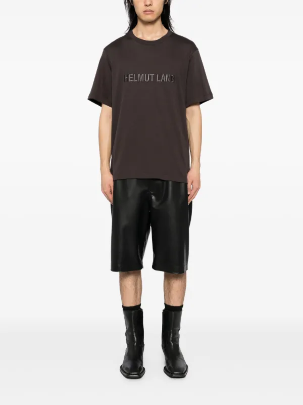 Helmut Lang logo-embroidered T-shirt | Brown | FARFETCH