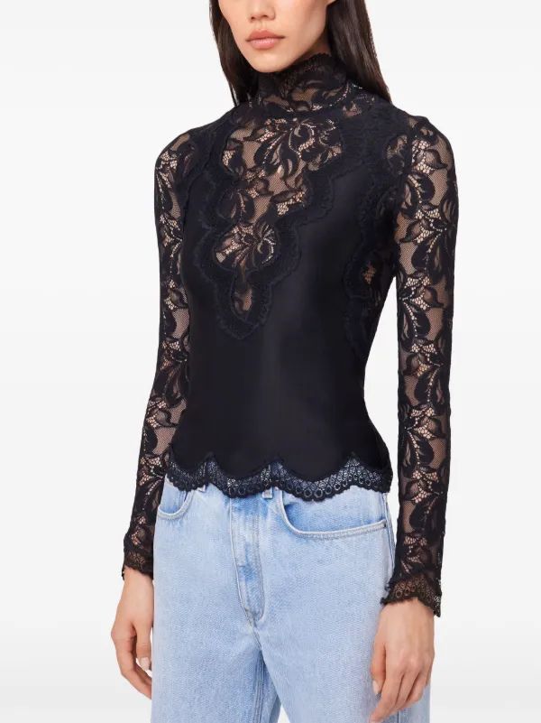 Rabanne long-sleeve Lace Top | Black | FARFETCH ZA