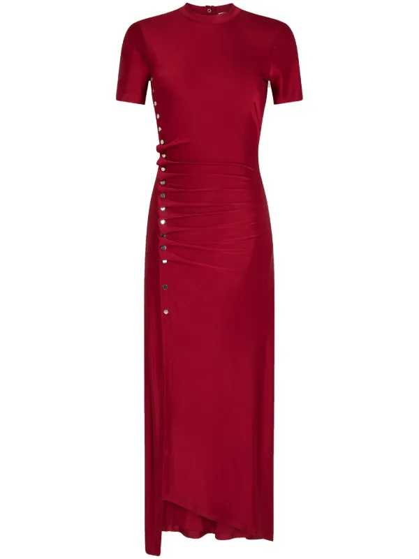 Rabanne Gathered Jersey Maxi Dress - Red