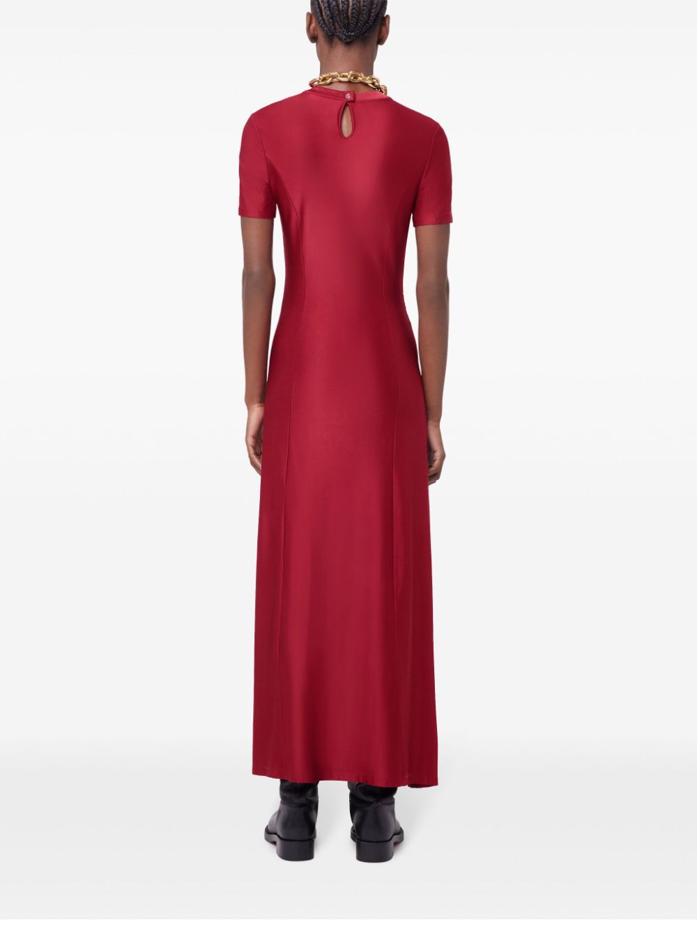 Rabanne Gesmockte jersey maxi-jurk Rood