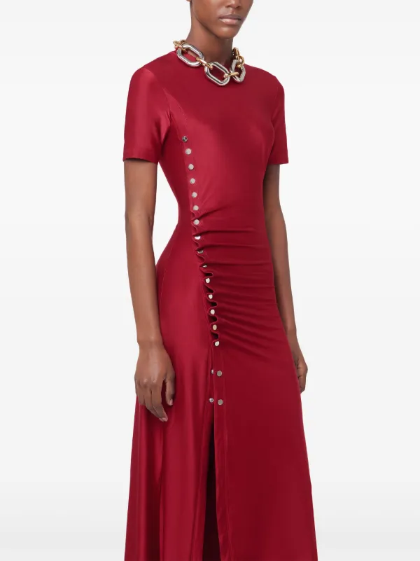 Rabanne Gathered Jersey Maxi Dress - Red Rabanne Gathered Jersey Maxi Dress - Red