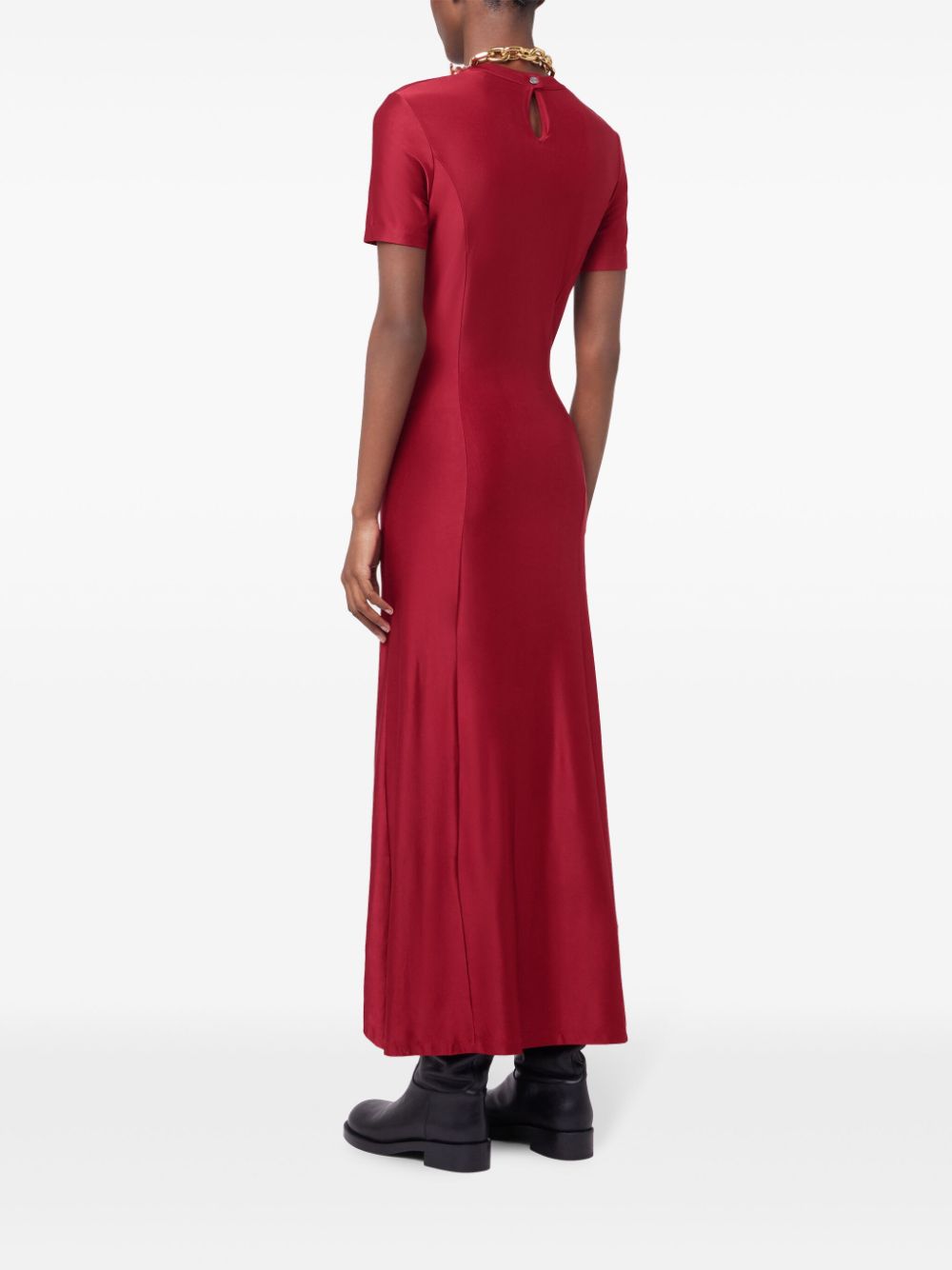 Rabanne Gesmockte jersey maxi-jurk Rood