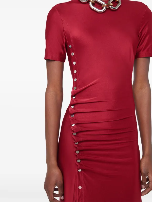 Rabanne Gathered Jersey Maxi Dress - Red Rabanne Gathered Jersey Maxi Dress - Red