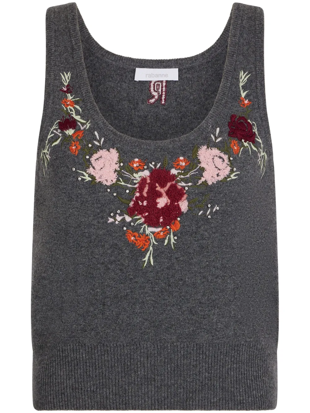 Shop Rabanne Embroidered Tank Top In Grey
