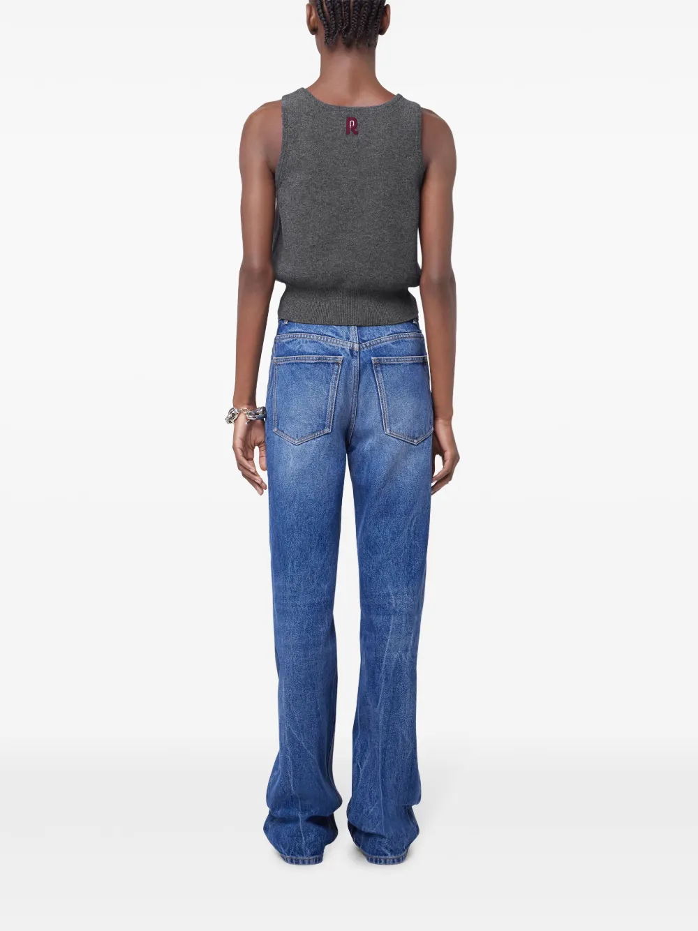 Shop Rabanne Embroidered Tank Top In Grey