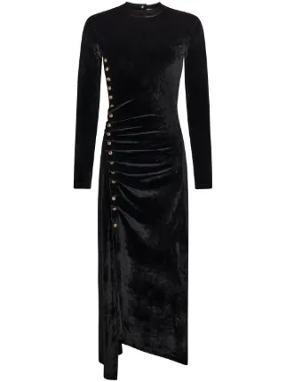 Rabanne Draped Velvet Maxi Dress | Black | FARFETCH