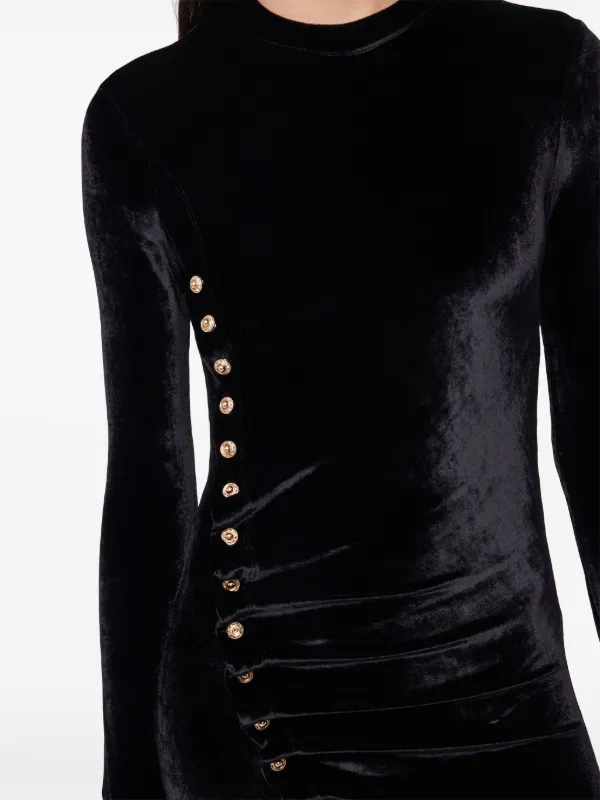 Rabanne Draped Velvet Maxi Dress | Black | FARFETCH JO
