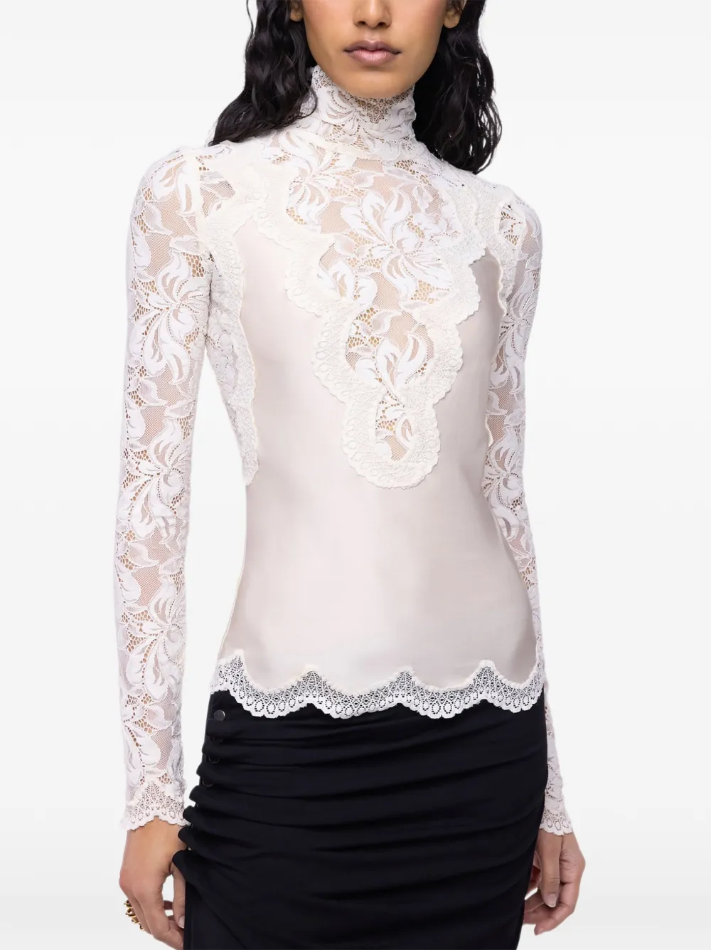 Rabanne long-sleeve lace top