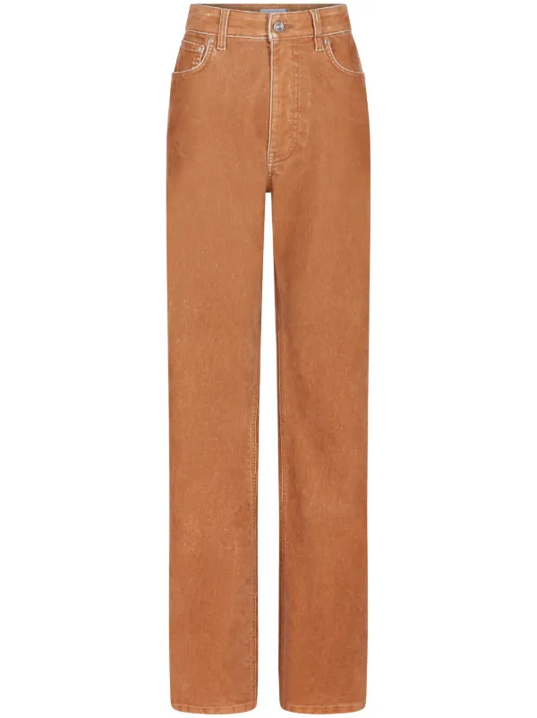 Rabanne Contrast-stitching Straight Trousers in Brown