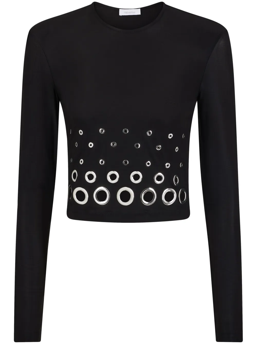 Rabanne eyelet crop top | Black | Image 1