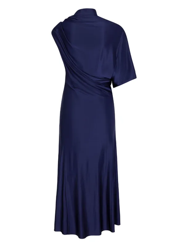 【関税込み】Rabanne ブルー ドレープ ミディアムドレス Rabanne Draped Midi Dress | Blue | FARFETCH JO