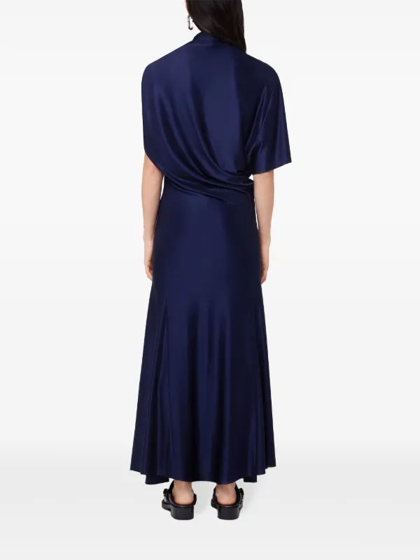 【関税込み】Rabanne ブルー ドレープ ミディアムドレス Rabanne Draped Midi Dress | Blue | FARFETCH JO
