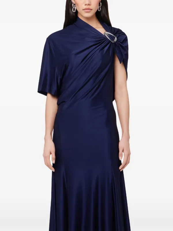 【関税込み】Rabanne ブルー ドレープ ミディアムドレス Rabanne Draped Midi Dress | Blue | FARFETCH JO