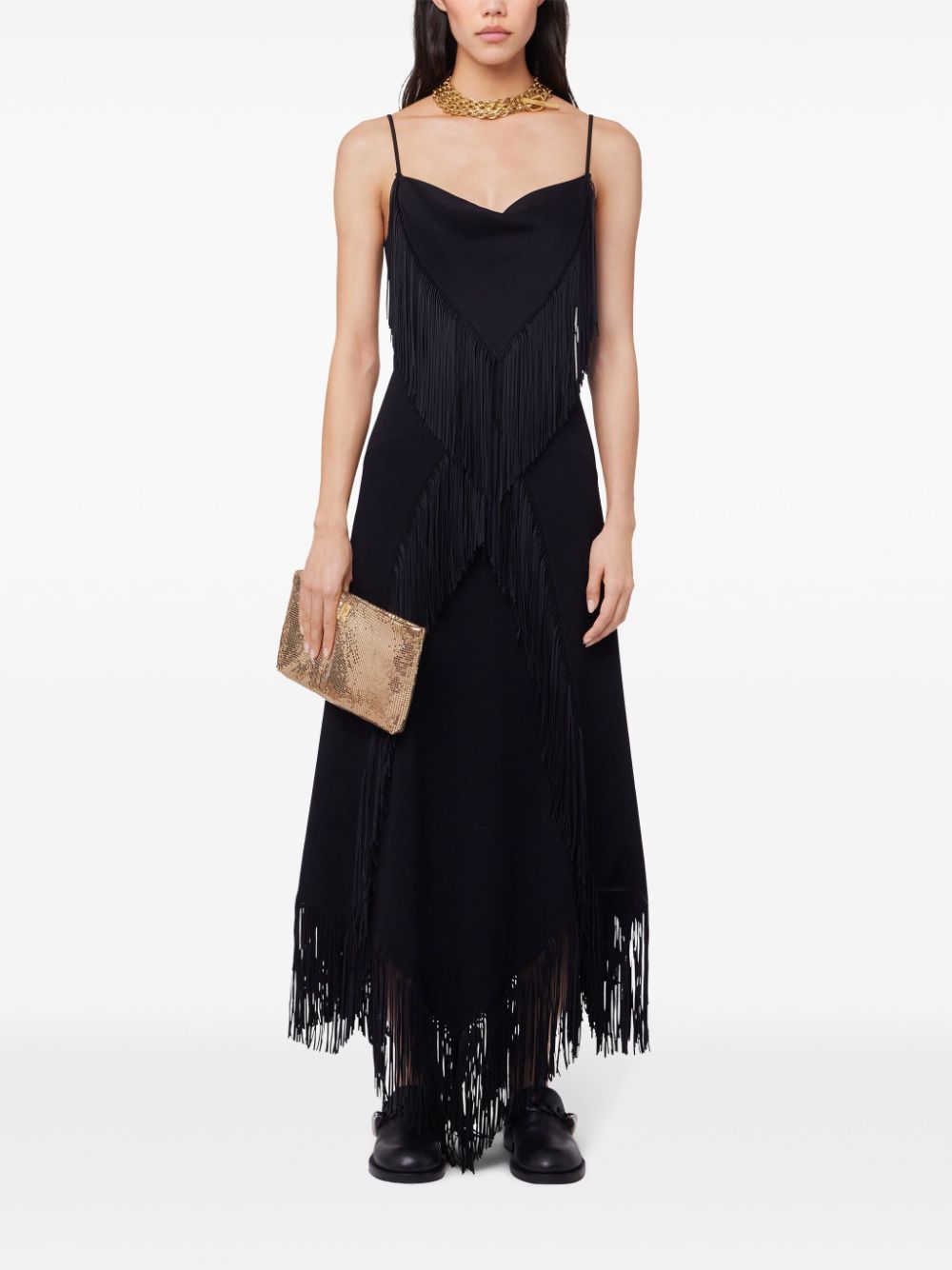 Rabanne crepe maxi dress - Zwart