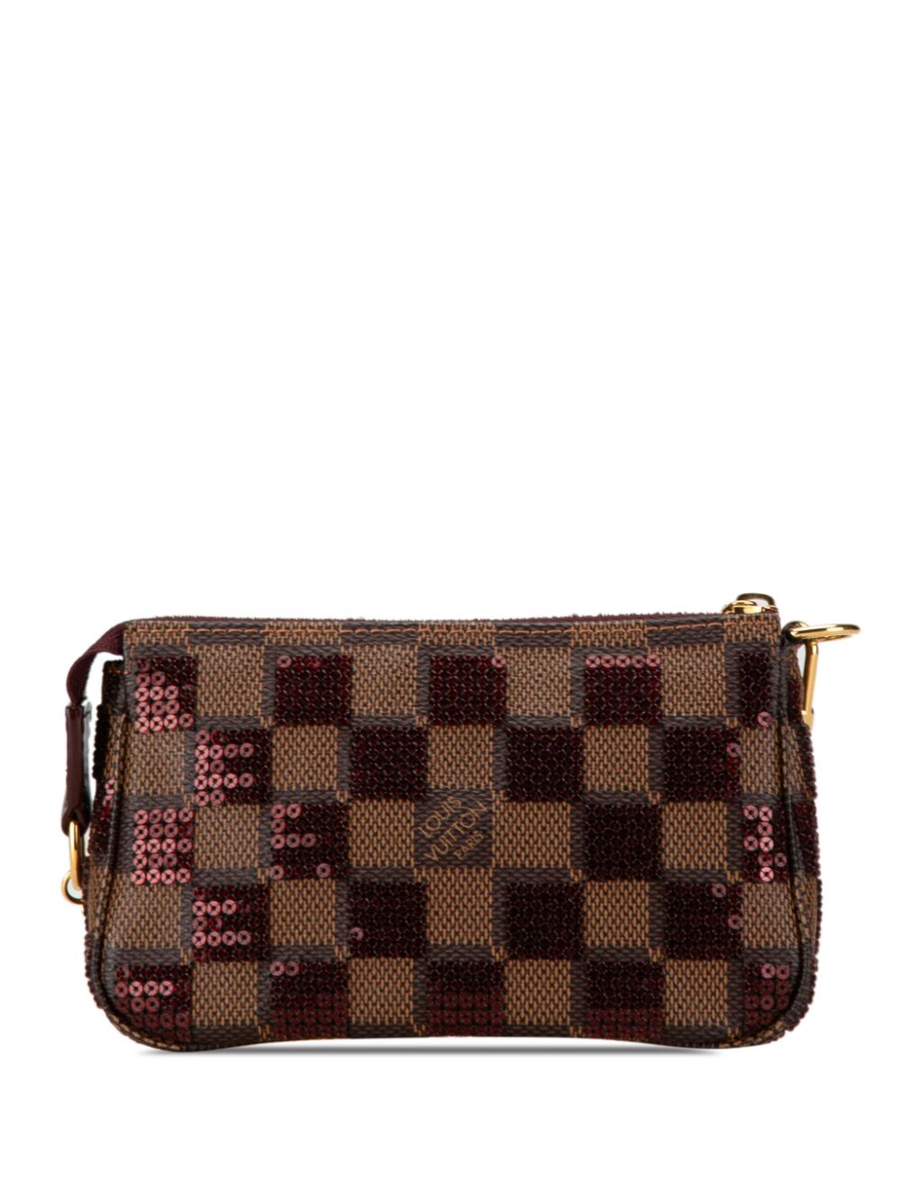 Louis Vuitton Pre-Owned 2013 Damier Ebene Pochette Accessoires kleine handtas met pailletten - Bruin