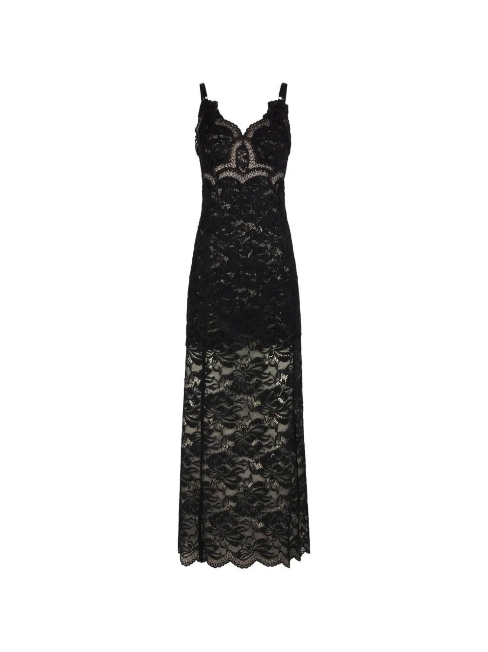 Rabanne Maxi-jurk met kant Zwart